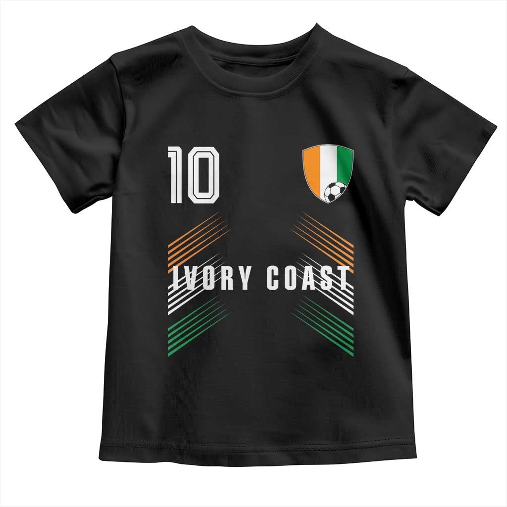 Ivory Coast Soccer Sports Graphic Number 10 Jersey Style Toddler T Shirt Proud Ivorian Cote d'Ivoire Football Fans Game Day Pride TS02 Black Print Your Wear