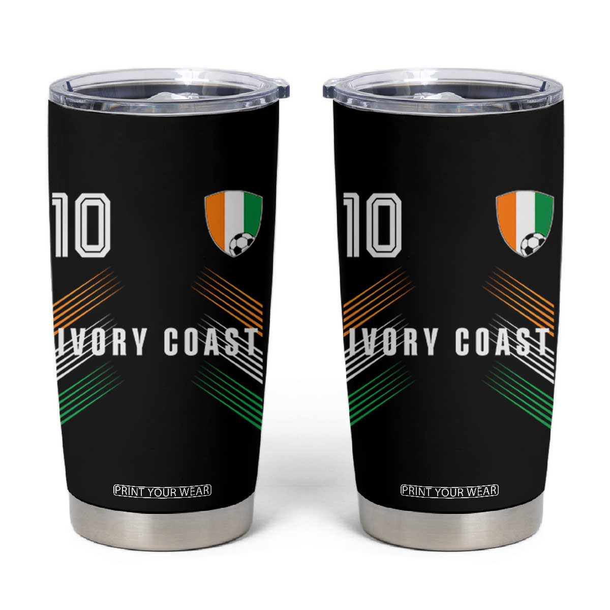 Ivory Coast Soccer Sports Graphic Number 10 Jersey Style Tumbler Cup Proud Ivorian Cote d'Ivoire Football Fans Game Day Pride