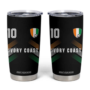 Ivory Coast Soccer Sports Graphic Number 10 Jersey Style Tumbler Cup Proud Ivorian Cote d'Ivoire Football Fans Game Day Pride