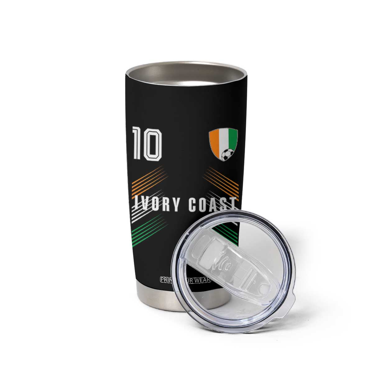 Ivory Coast Soccer Sports Graphic Number 10 Jersey Style Tumbler Cup Proud Ivorian Cote d'Ivoire Football Fans Game Day Pride