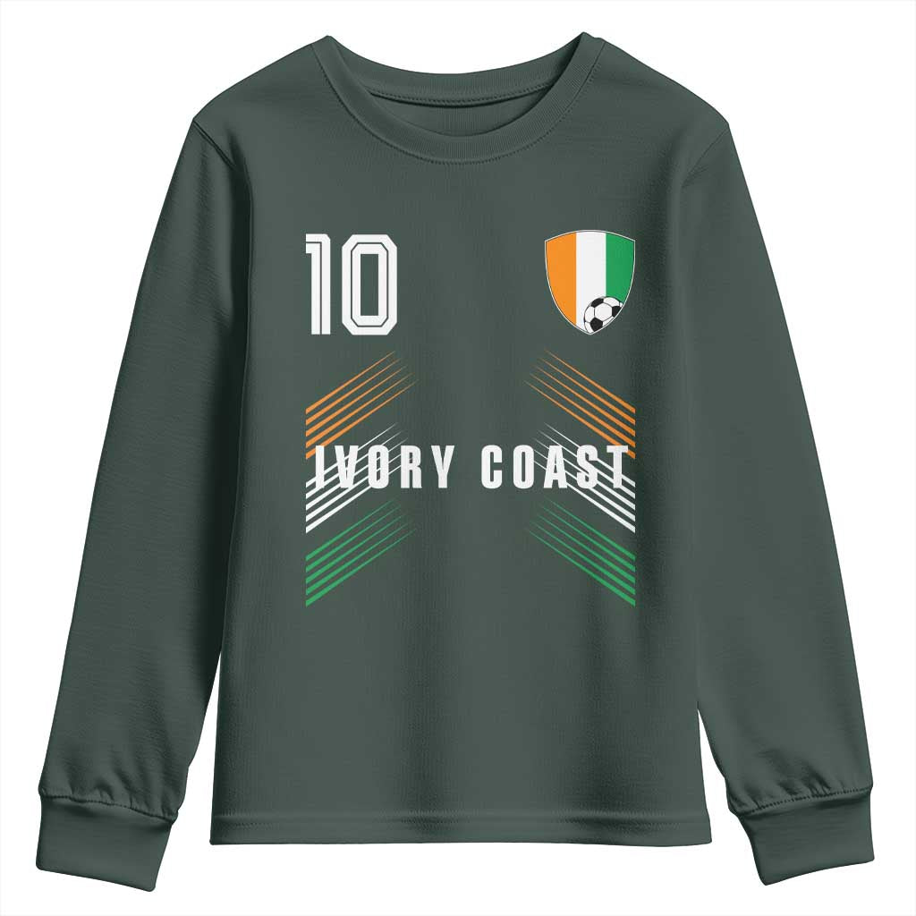 Ivory Coast Soccer Sports Graphic Number 10 Jersey Style Youth Sweatshirt Proud Ivorian Cote d'Ivoire Football Fans Game Day Pride