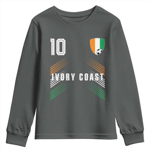 Ivory Coast Soccer Sports Graphic Number 10 Jersey Style Youth Sweatshirt Proud Ivorian Cote d'Ivoire Football Fans Game Day Pride