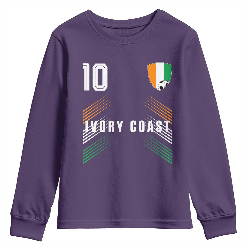 Ivory Coast Soccer Sports Graphic Number 10 Jersey Style Youth Sweatshirt Proud Ivorian Cote d'Ivoire Football Fans Game Day Pride