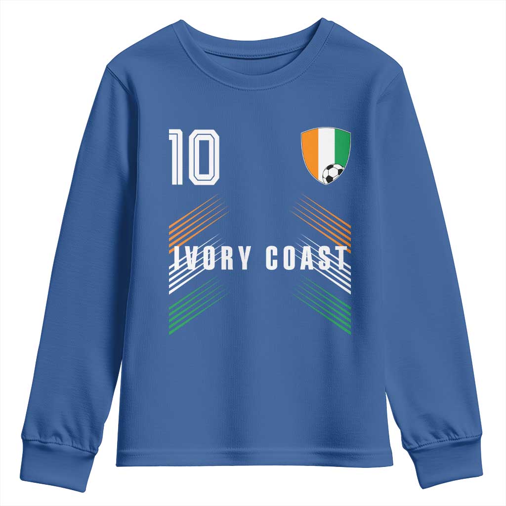 Ivory Coast Soccer Sports Graphic Number 10 Jersey Style Youth Sweatshirt Proud Ivorian Cote d'Ivoire Football Fans Game Day Pride