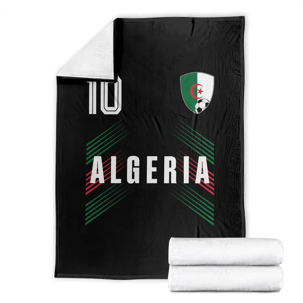 Algeria Soccer Sports Graphic Number 10 Jersey Style Throw Blanket Proud Algerian Football Fans Game Day Maghreb Pride