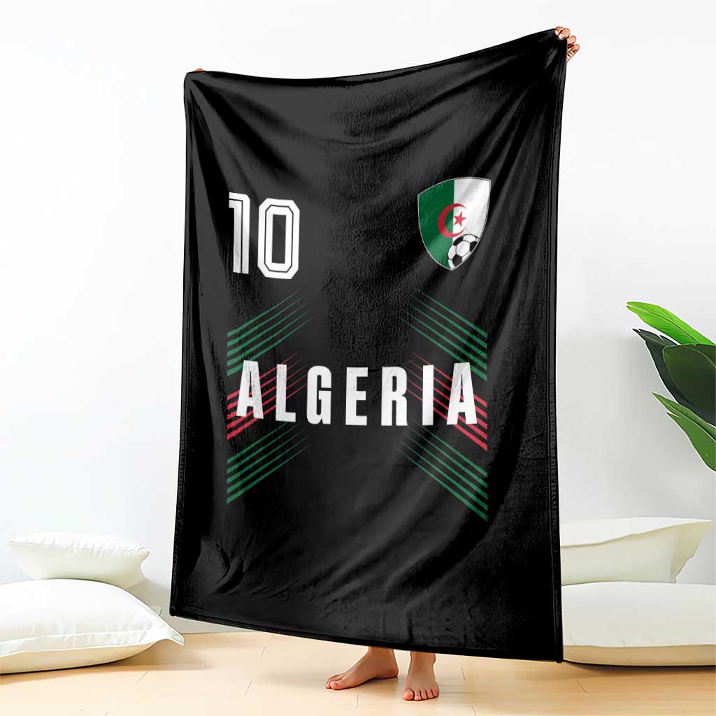 Algeria Soccer Sports Graphic Number 10 Jersey Style Throw Blanket Proud Algerian Football Fans Game Day Maghreb Pride