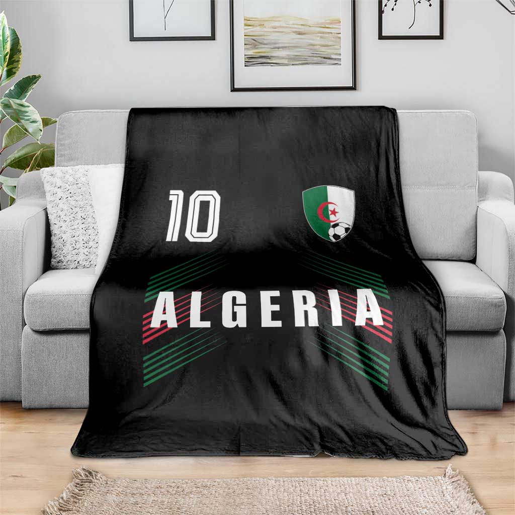 Algeria Soccer Sports Graphic Number 10 Jersey Style Throw Blanket Proud Algerian Football Fans Game Day Maghreb Pride