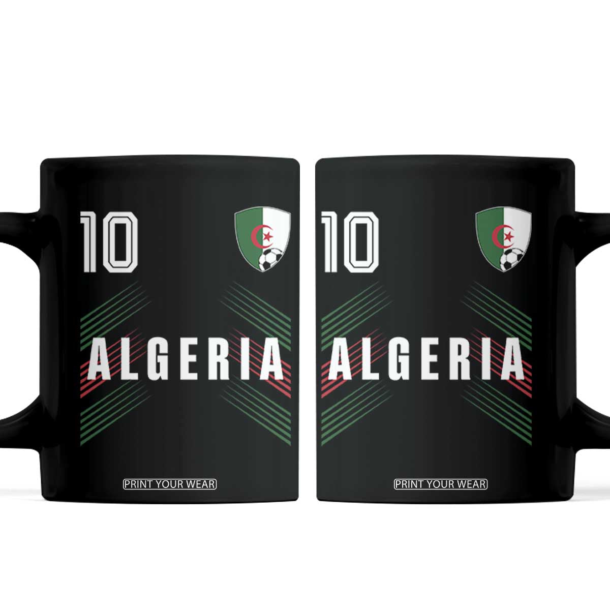 Algeria Soccer Sports Graphic Number 10 Jersey Style Coffee Mug Proud Algerian Football Fans Game Day Maghreb Pride TS02 Black Print Your Wear