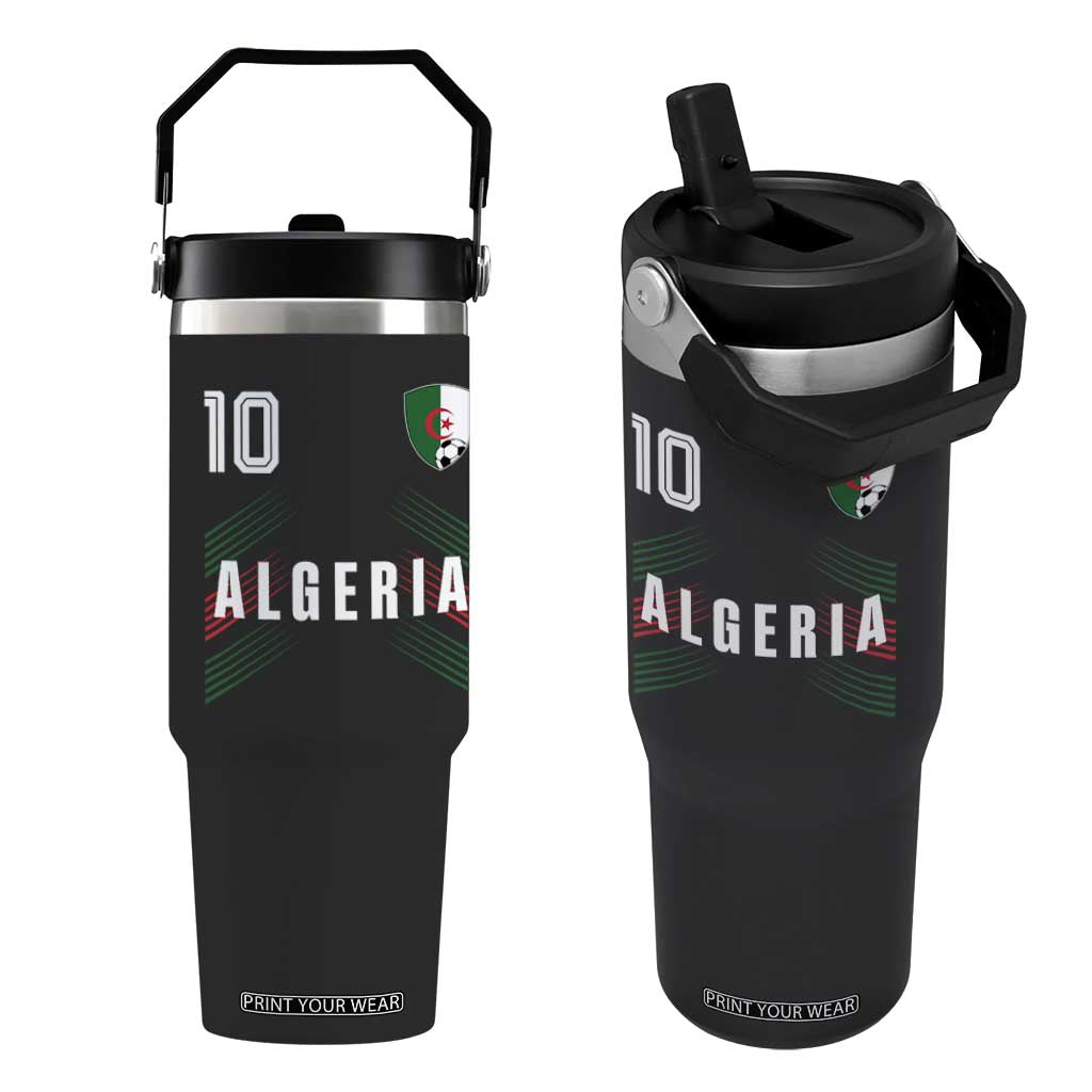 Algeria Soccer Sports Graphic Number 10 Jersey Style Flip Straw Tumbler Proud Algerian Football Fans Game Day Maghreb Pride TS02 One Size: 30 oz Black Print Your Wear