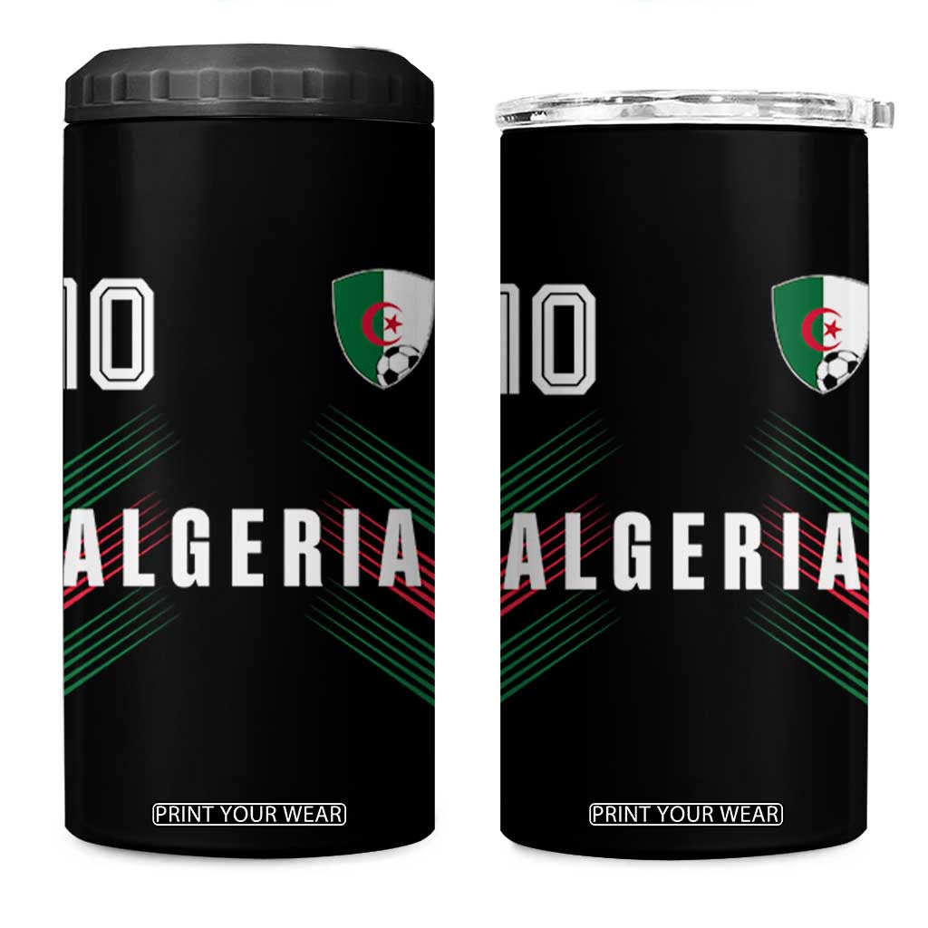 Algeria Soccer Sports Graphic Number 10 Jersey Style 4 in 1 Can Cooler Tumbler Proud Algerian Football Fans Game Day Maghreb Pride