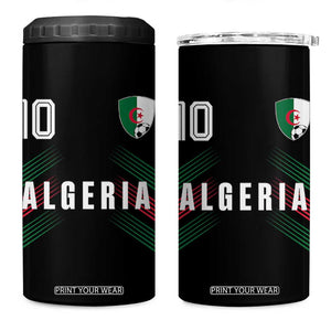 Algeria Soccer Sports Graphic Number 10 Jersey Style 4 in 1 Can Cooler Tumbler Proud Algerian Football Fans Game Day Maghreb Pride