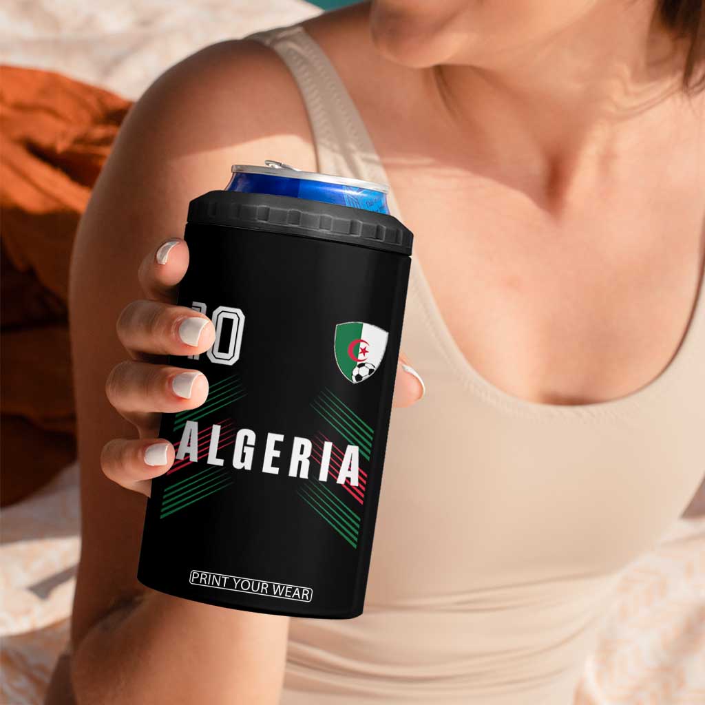 Algeria Soccer Sports Graphic Number 10 Jersey Style 4 in 1 Can Cooler Tumbler Proud Algerian Football Fans Game Day Maghreb Pride