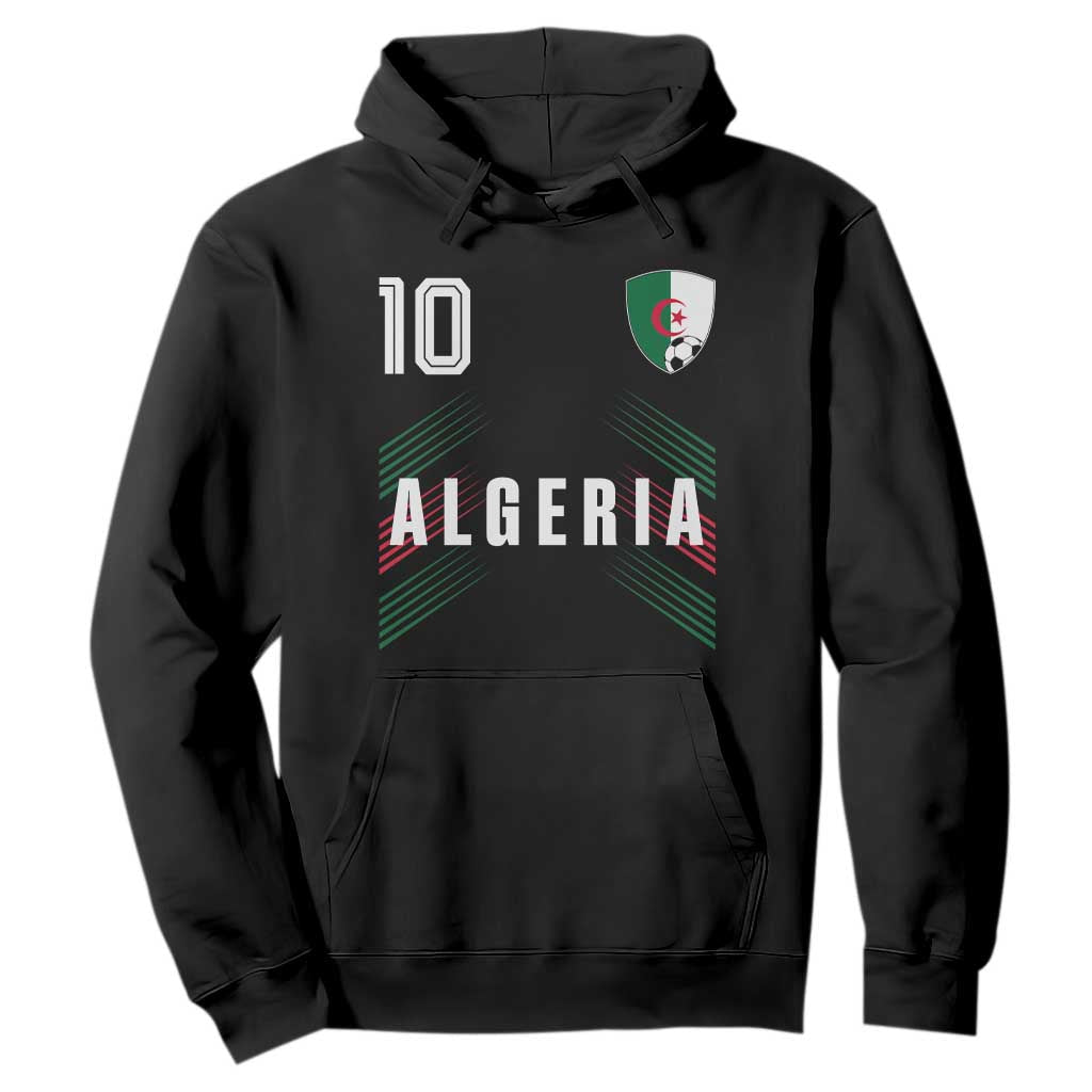 Algeria Soccer Sports Graphic Number 10 Jersey Style Hoodie Proud Algerian Football Fans Game Day Maghreb Pride TS02 Black Print Your Wear