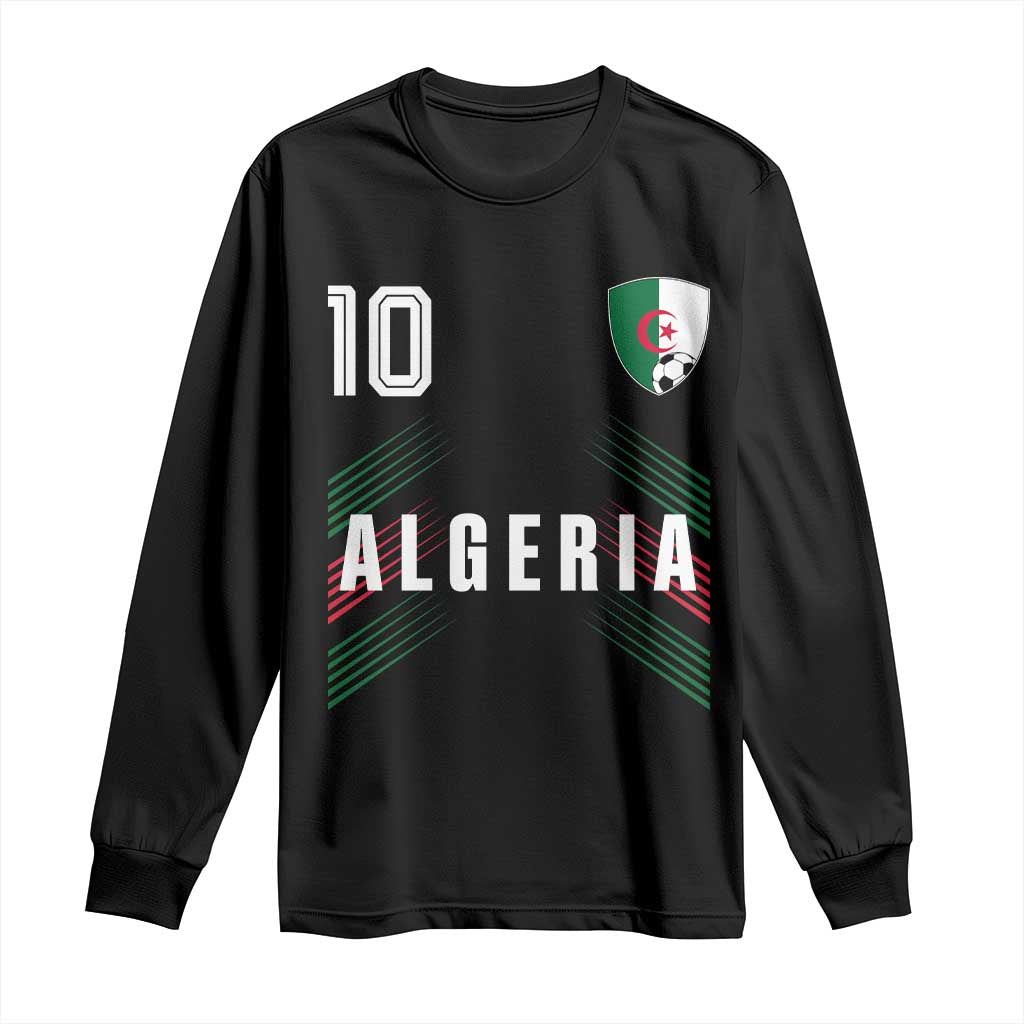 Algeria Soccer Sports Graphic Number 10 Jersey Style Long Sleeve Shirt Proud Algerian Football Fans Game Day Maghreb Pride