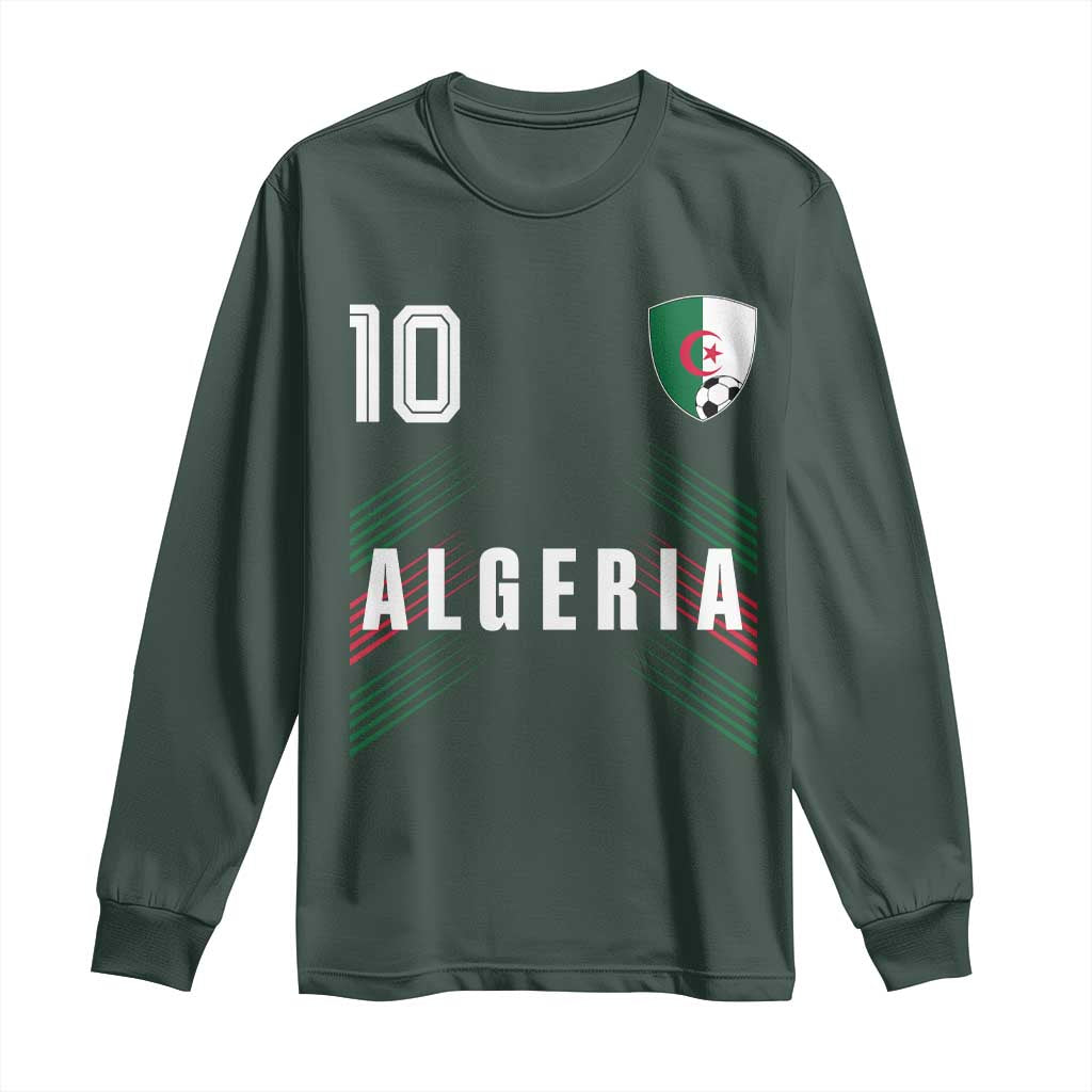 Algeria Soccer Sports Graphic Number 10 Jersey Style Long Sleeve Shirt Proud Algerian Football Fans Game Day Maghreb Pride