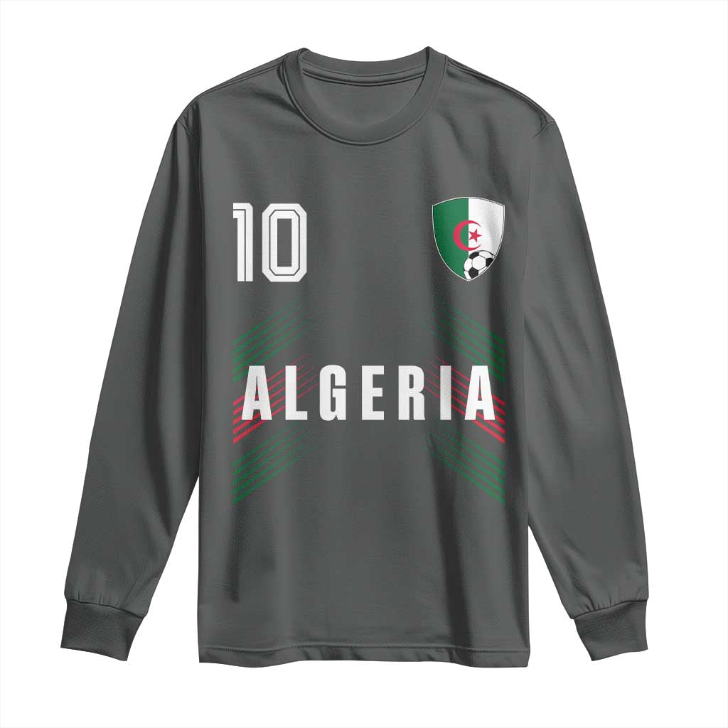 Algeria Soccer Sports Graphic Number 10 Jersey Style Long Sleeve Shirt Proud Algerian Football Fans Game Day Maghreb Pride