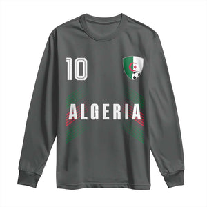 Algeria Soccer Sports Graphic Number 10 Jersey Style Long Sleeve Shirt Proud Algerian Football Fans Game Day Maghreb Pride