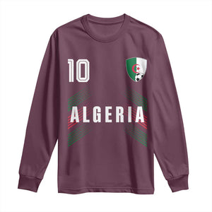 Algeria Soccer Sports Graphic Number 10 Jersey Style Long Sleeve Shirt Proud Algerian Football Fans Game Day Maghreb Pride