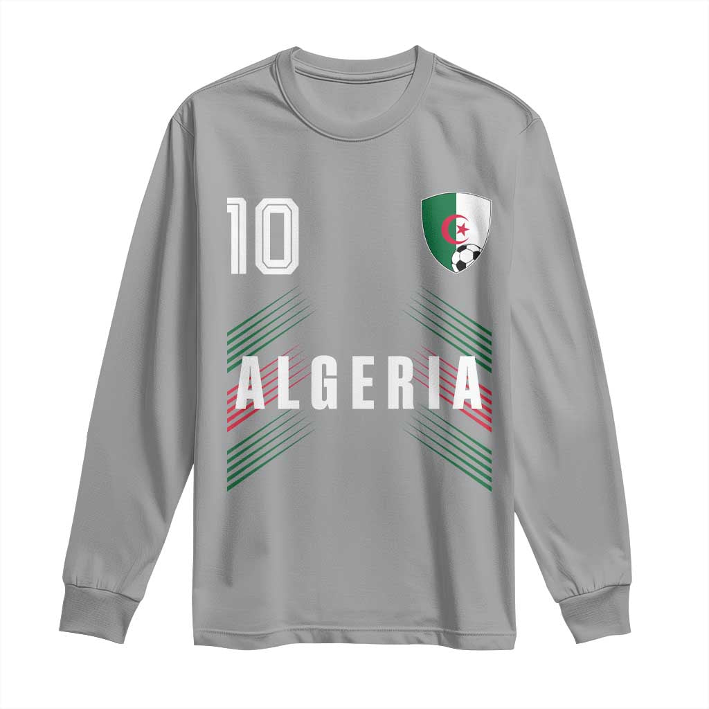 Algeria Soccer Sports Graphic Number 10 Jersey Style Long Sleeve Shirt Proud Algerian Football Fans Game Day Maghreb Pride