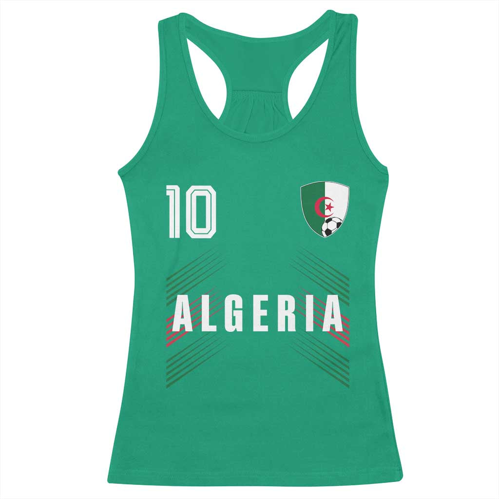 Algeria Soccer Sports Graphic Number 10 Jersey Style Racerback Tank Top Proud Algerian Football Fans Game Day Maghreb Pride