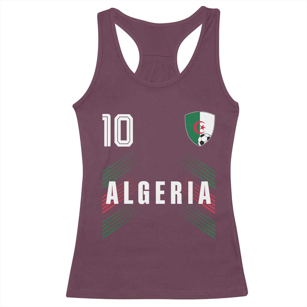 Algeria Soccer Sports Graphic Number 10 Jersey Style Racerback Tank Top Proud Algerian Football Fans Game Day Maghreb Pride