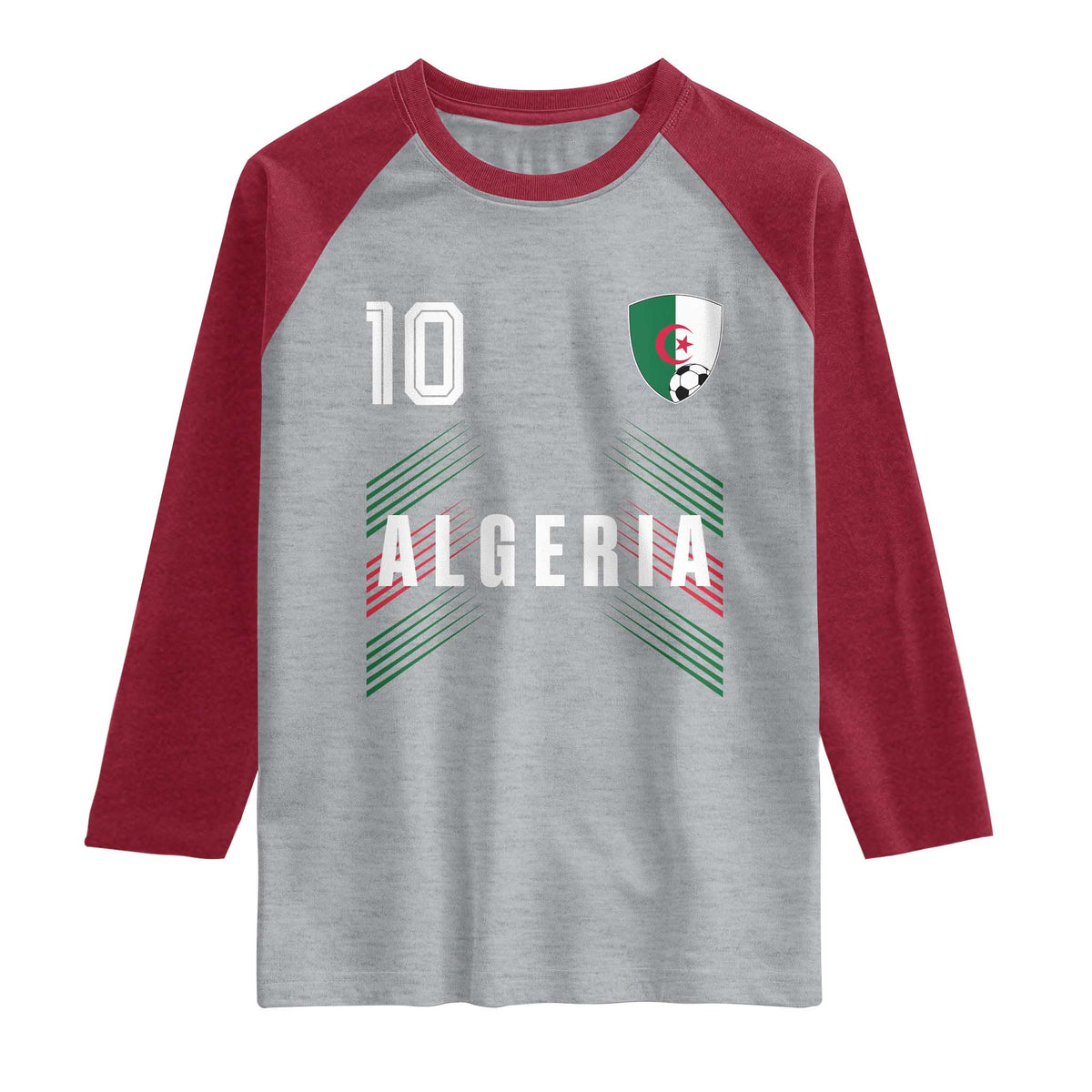 Algeria Soccer Sports Graphic Number 10 Jersey Style Raglan Shirt Proud Algerian Football Fans Game Day Maghreb Pride