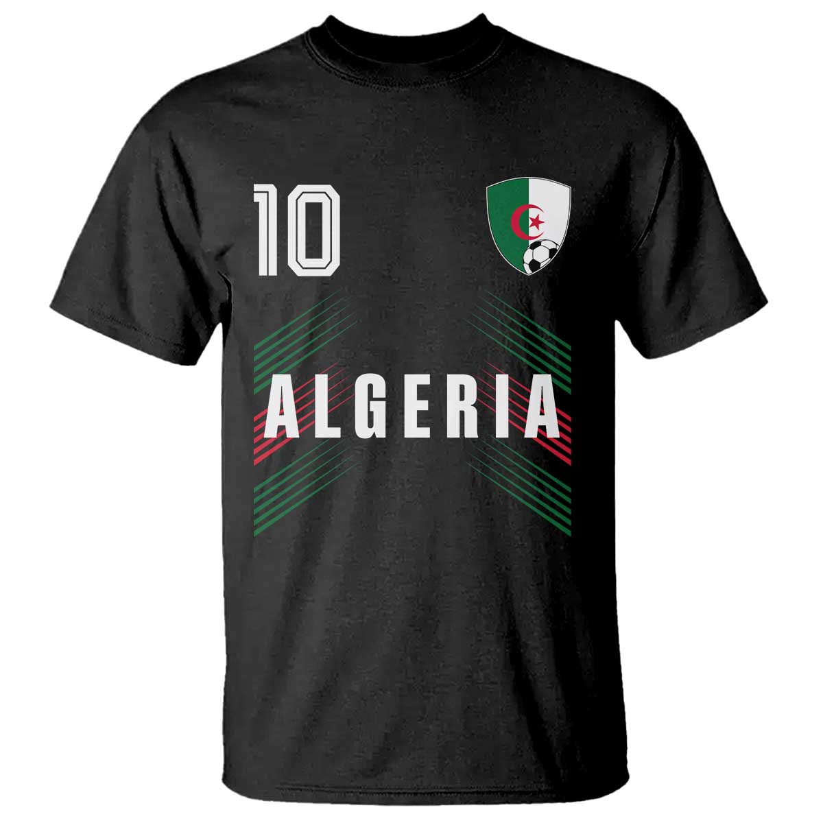 Algeria Soccer Sports Graphic Number 10 Jersey Style T Shirt Proud Algerian Football Fans Game Day Maghreb Pride TS02 Black Print Your Wear