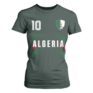 Algeria Soccer Sports Graphic Number 10 Jersey Style T Shirt For Women Proud Algerian Football Fans Game Day Maghreb Pride