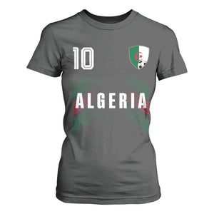 Algeria Soccer Sports Graphic Number 10 Jersey Style T Shirt For Women Proud Algerian Football Fans Game Day Maghreb Pride