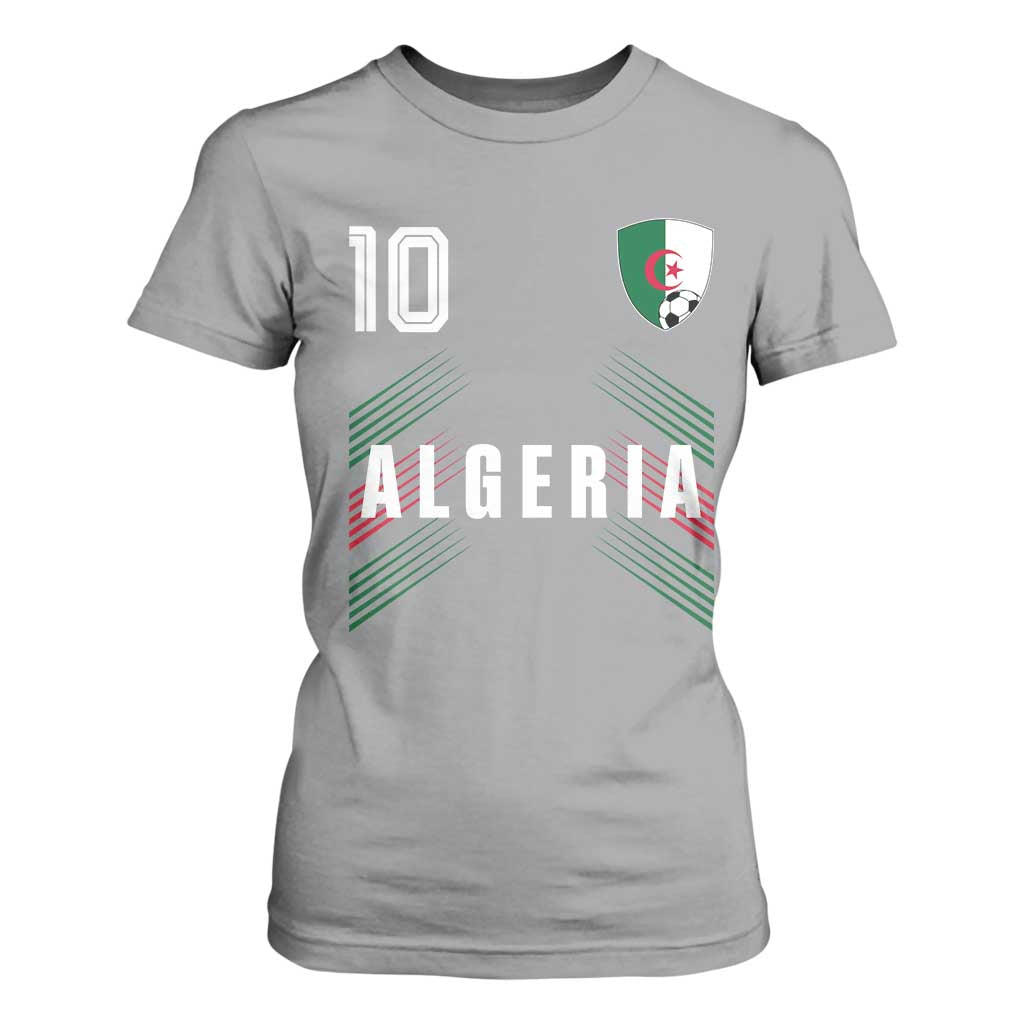 Algeria Soccer Sports Graphic Number 10 Jersey Style T Shirt For Women Proud Algerian Football Fans Game Day Maghreb Pride