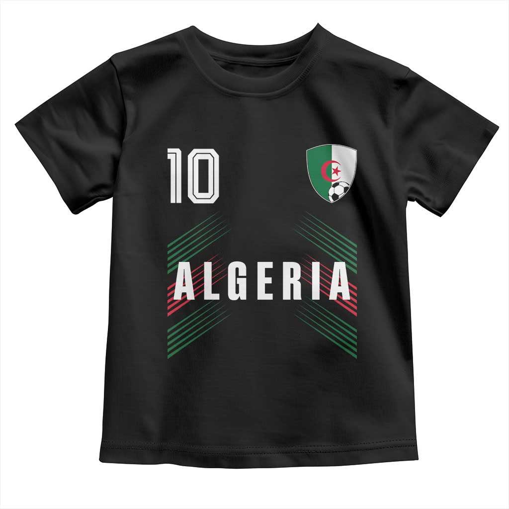 Algeria Soccer Sports Graphic Number 10 Jersey Style Toddler T Shirt Proud Algerian Football Fans Game Day Maghreb Pride TS02 Black Print Your Wear
