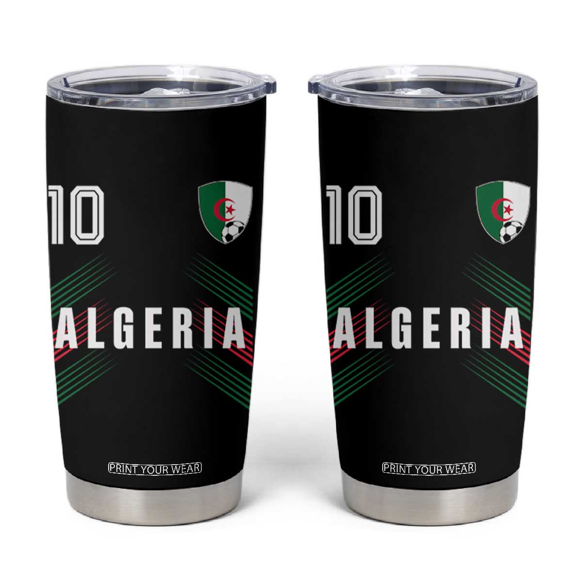 Algeria Soccer Sports Graphic Number 10 Jersey Style Tumbler Cup Proud Algerian Football Fans Game Day Maghreb Pride TS02 Black Print Your Wear