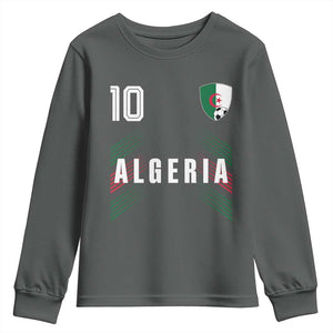 Algeria Soccer Sports Graphic Number 10 Jersey Style Youth Sweatshirt Proud Algerian Football Fans Game Day Maghreb Pride