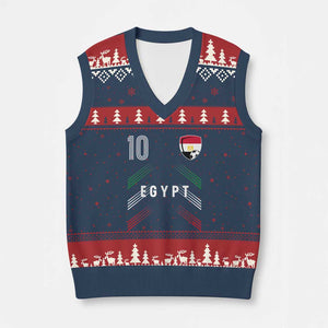 Egypt Soccer Sports Graphic Number 10 Jersey Style V-Neck Knit Sweater Vest Proud Egyptian Football Fans Game Day Pride