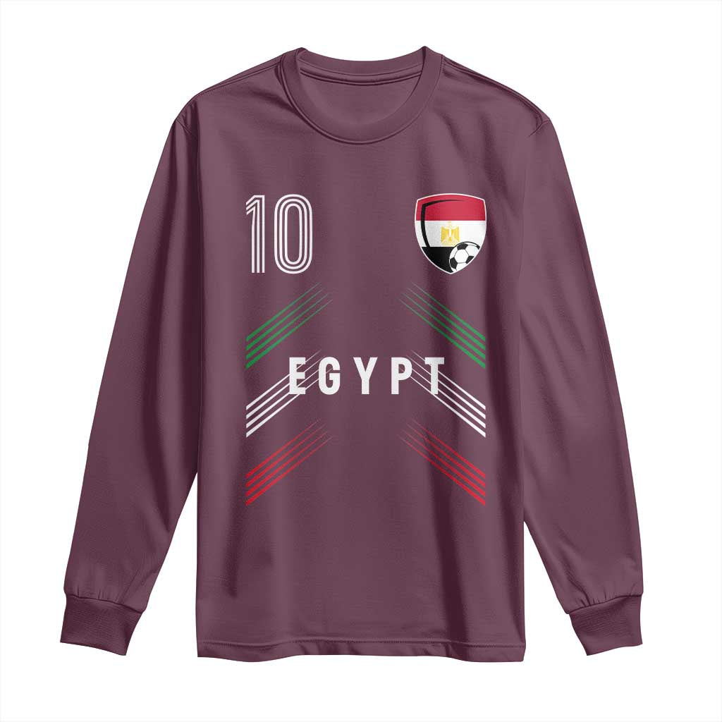 Egypt Soccer Sports Graphic Number 10 Jersey Style Long Sleeve Shirt Proud Egyptian Football Fans Game Day Pride