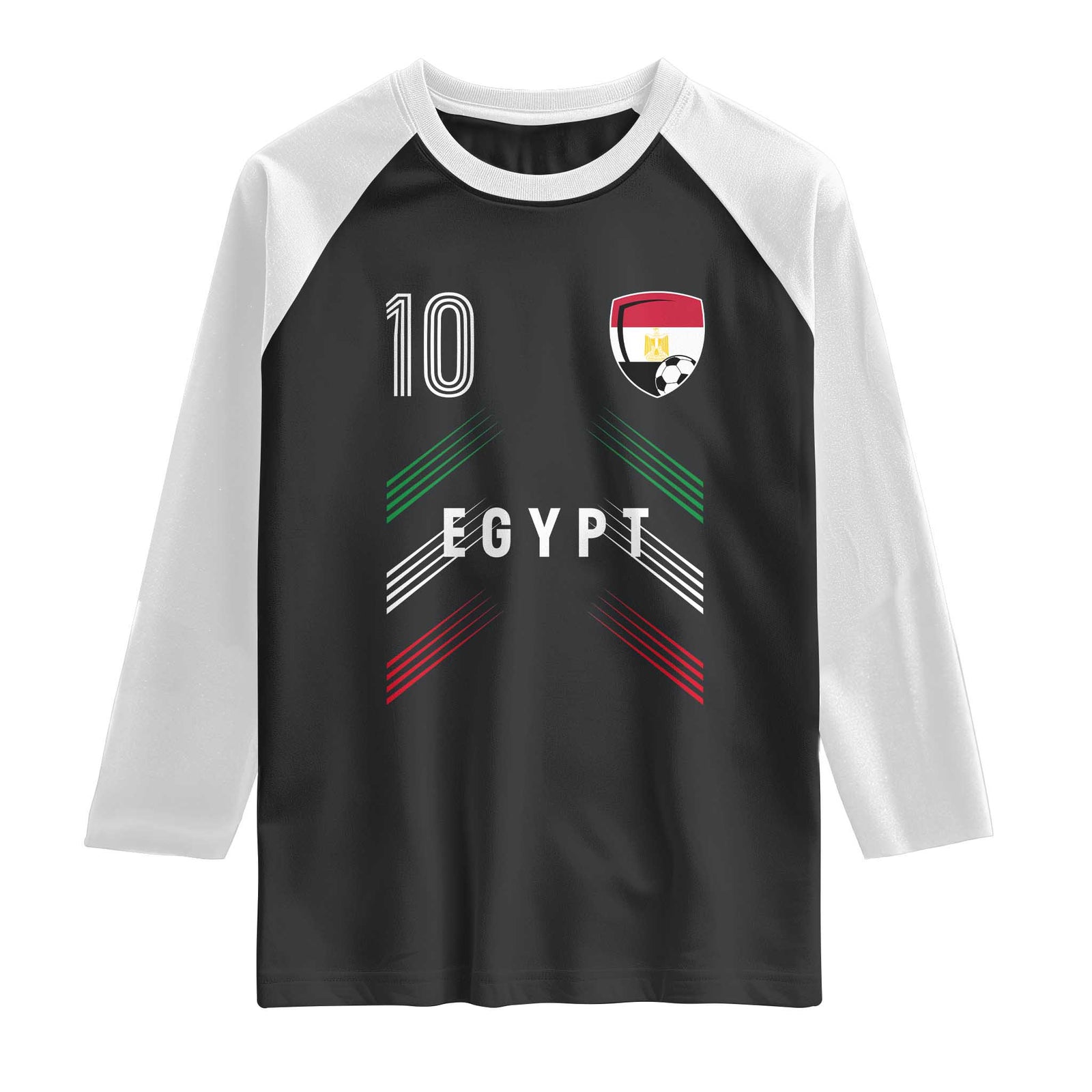 Egypt Soccer Sports Graphic Number 10 Jersey Style Raglan Shirt Proud Egyptian Football Fans Game Day Pride TS02 Black White Print Your Wear