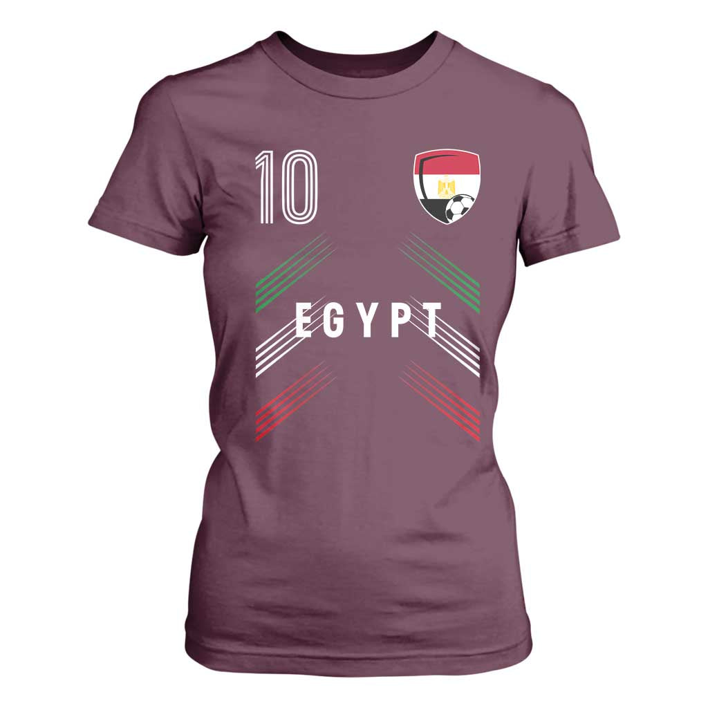 Egypt Soccer Sports Graphic Number 10 Jersey Style T Shirt For Women Proud Egyptian Football Fans Game Day Pride