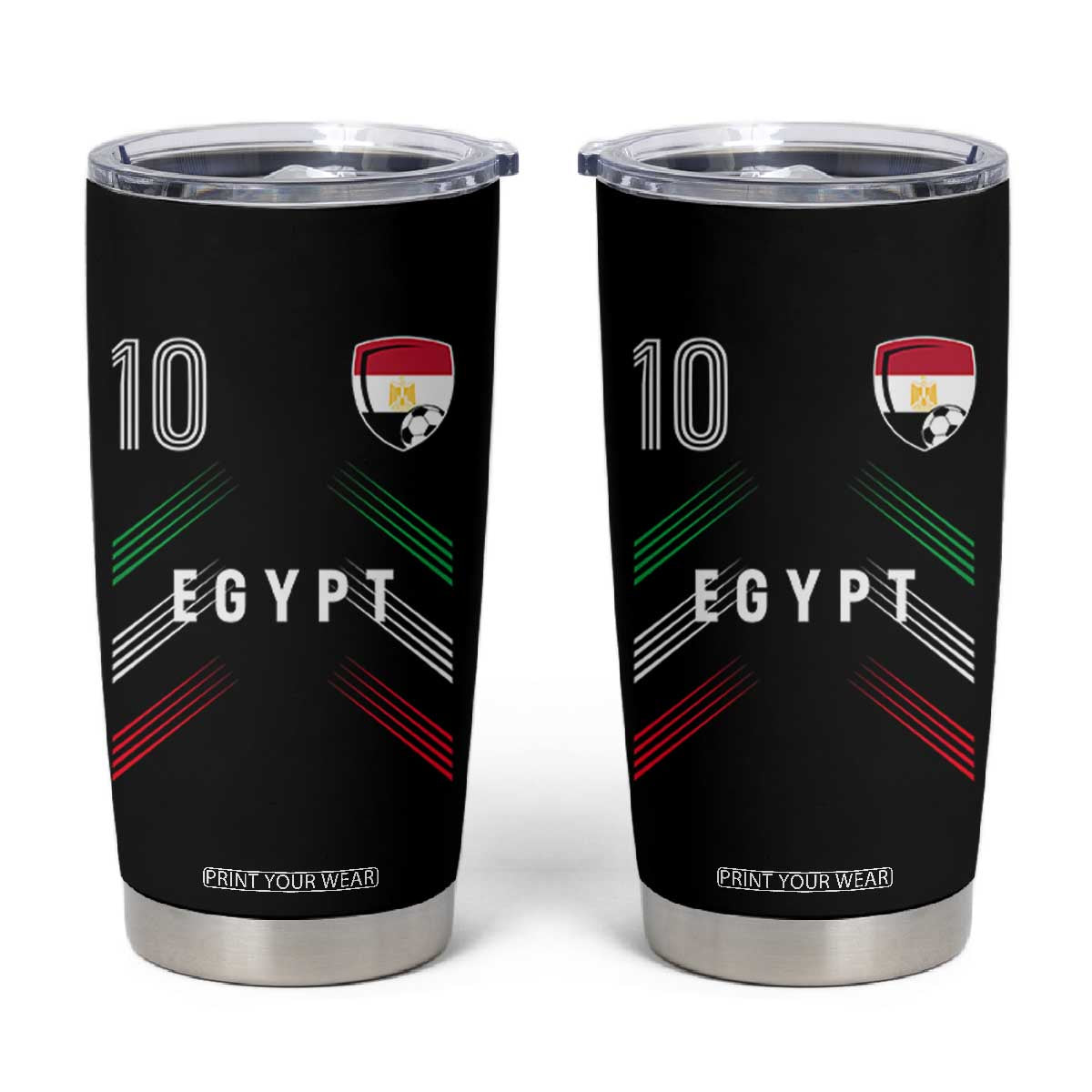 Egypt Soccer Sports Graphic Number 10 Jersey Style Tumbler Cup Proud Egyptian Football Fans Game Day Pride TS02 Black Print Your Wear