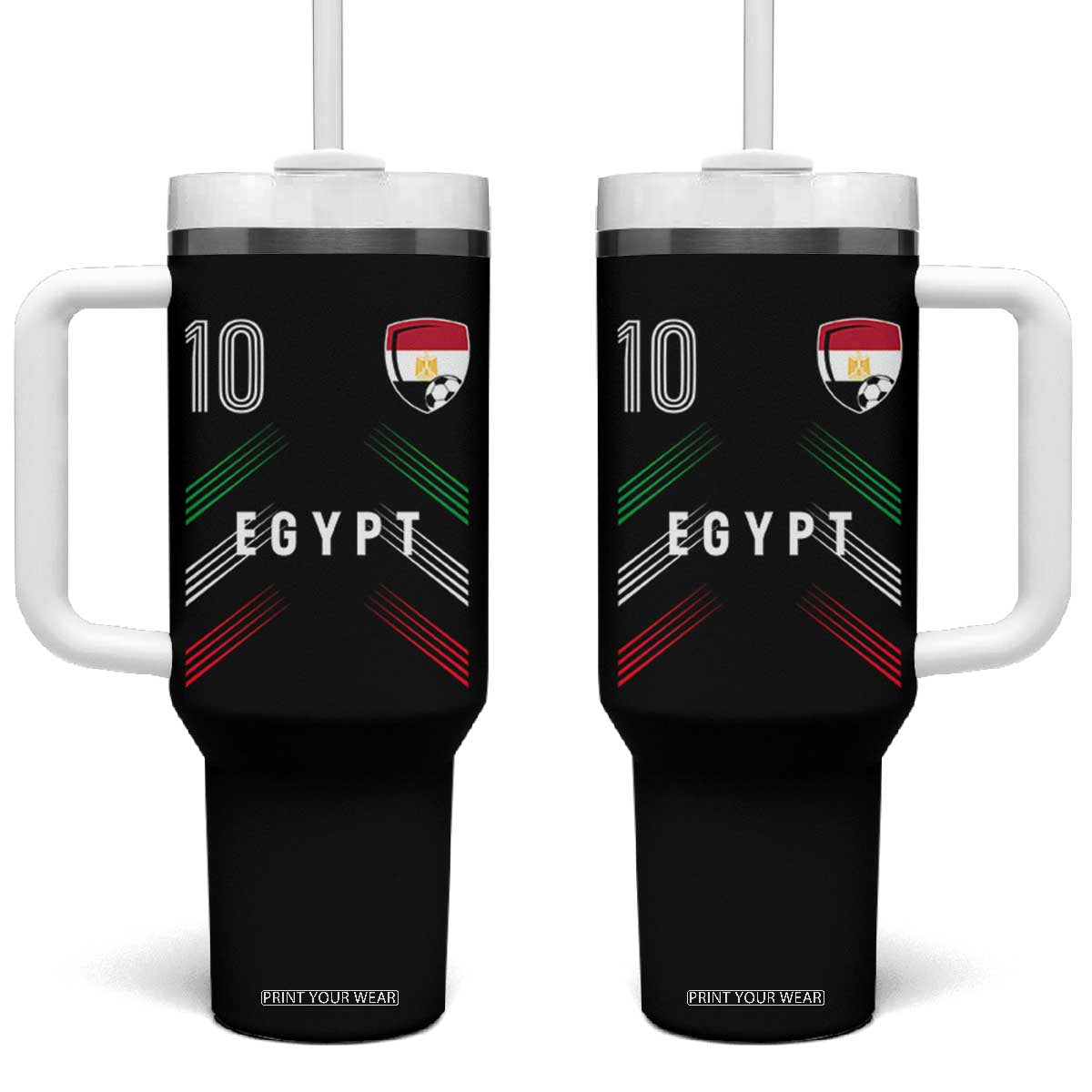 Egypt Soccer Sports Graphic Number 10 Jersey Style Tumbler With Handle Proud Egyptian Football Fans Game Day Pride TS02 One Size: 40 oz Black Print Your Wear