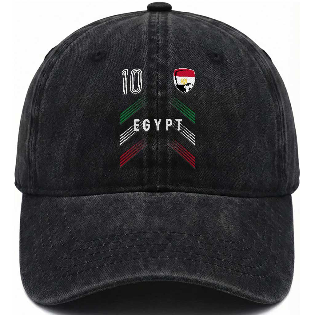 Egypt Soccer Sports Graphic Number 10 Jersey Style Washed Cotton Baseball Cap Proud Egyptian Football Fans Game Day Pride