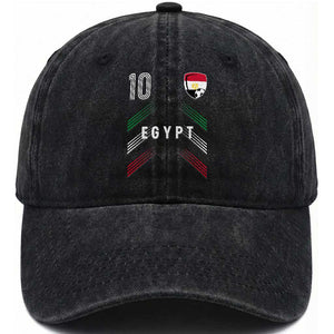 Egypt Soccer Sports Graphic Number 10 Jersey Style Washed Cotton Baseball Cap Proud Egyptian Football Fans Game Day Pride