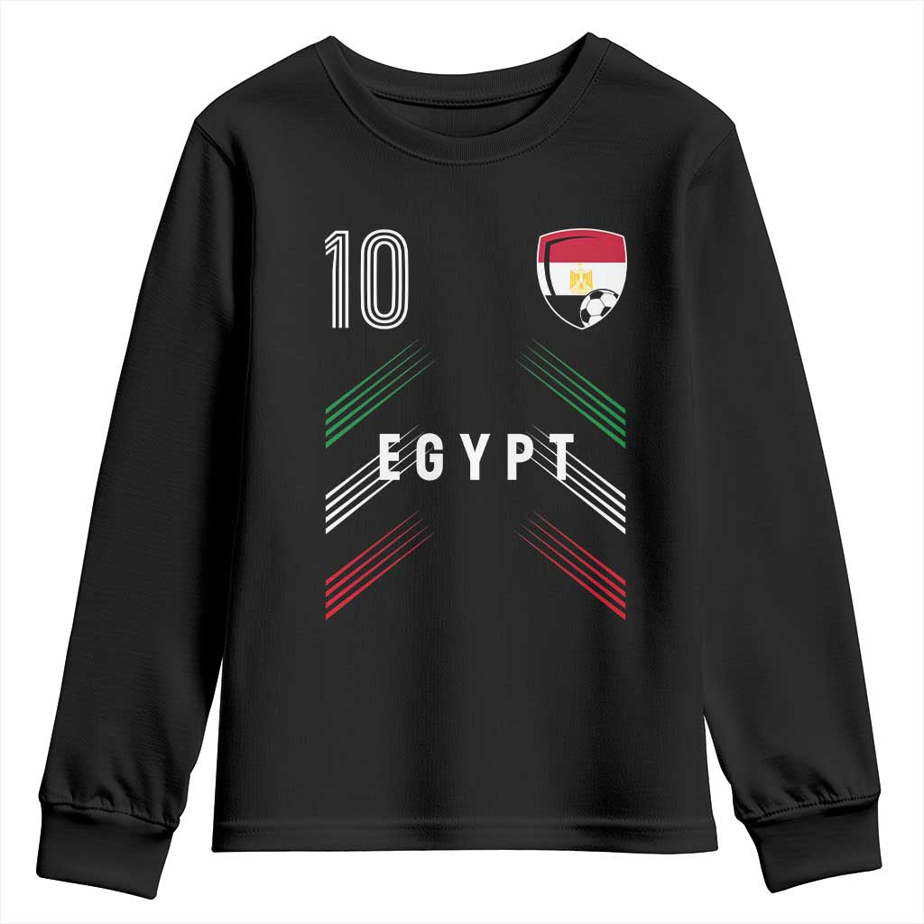 Egypt Soccer Sports Graphic Number 10 Jersey Style Youth Sweatshirt Proud Egyptian Football Fans Game Day Pride TS02 Black Print Your Wear
