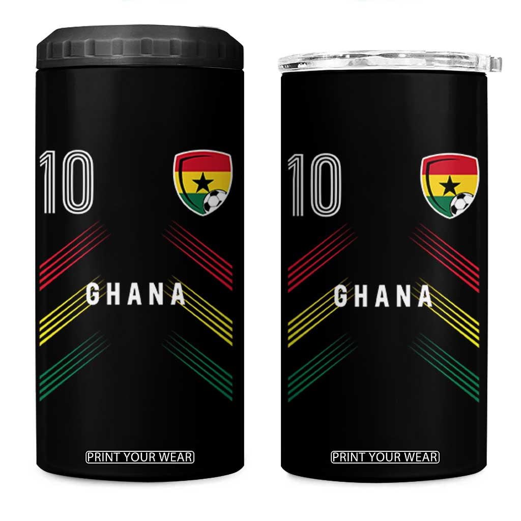 Ghana Soccer Sports Graphic Number 10 Jersey Style 4 in 1 Can Cooler Tumbler Proud Ghanaian Football Fans Game Day Pride