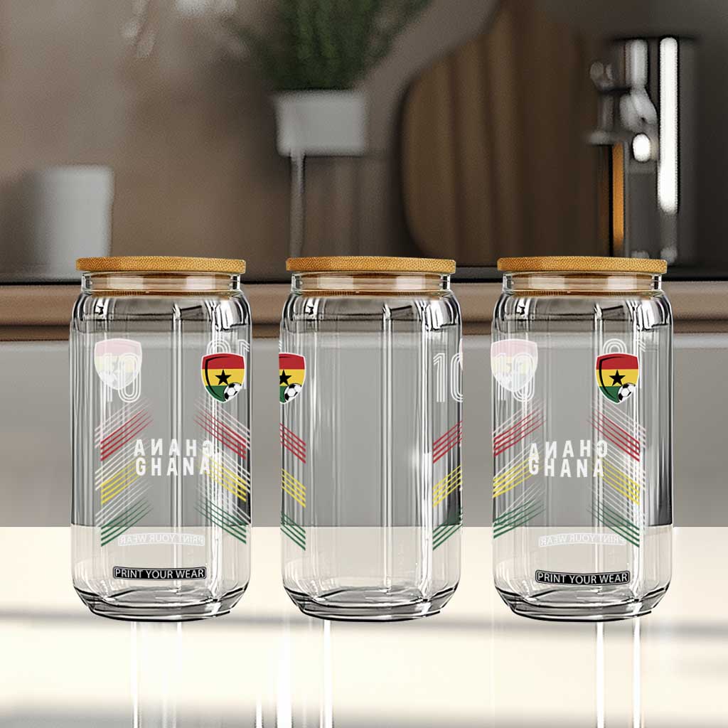 Ghana Soccer Sports Graphic Number 10 Jersey Style Glass Can Proud Ghanaian Football Fans Game Day Pride