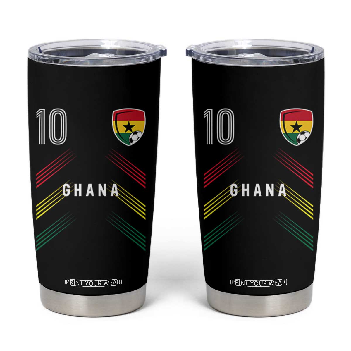 Ghana Soccer Sports Graphic Number 10 Jersey Style Tumbler Cup Proud Ghanaian Football Fans Game Day Pride