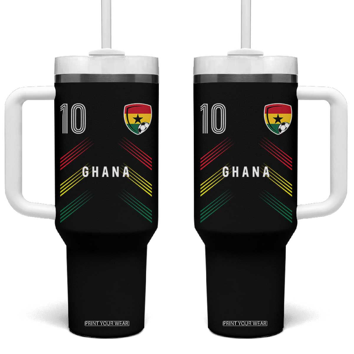 Ghana Soccer Sports Graphic Number 10 Jersey Style Tumbler With Handle Proud Ghanaian Football Fans Game Day Pride