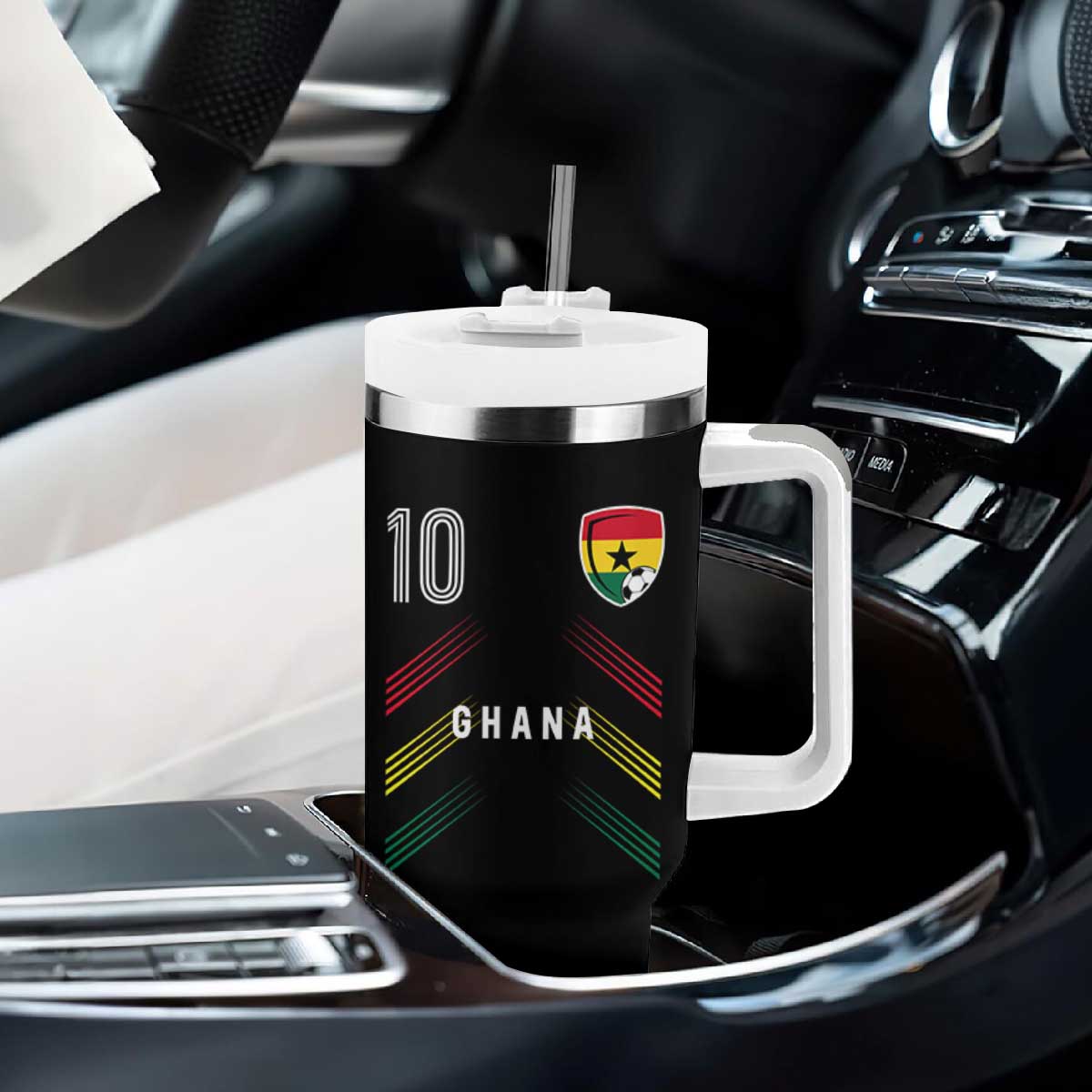 Ghana Soccer Sports Graphic Number 10 Jersey Style Tumbler With Handle Proud Ghanaian Football Fans Game Day Pride