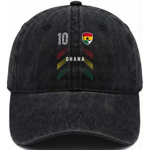 Ghana Soccer Sports Graphic Number 10 Jersey Style Washed Cotton Baseball Cap Proud Ghanaian Football Fans Game Day Pride