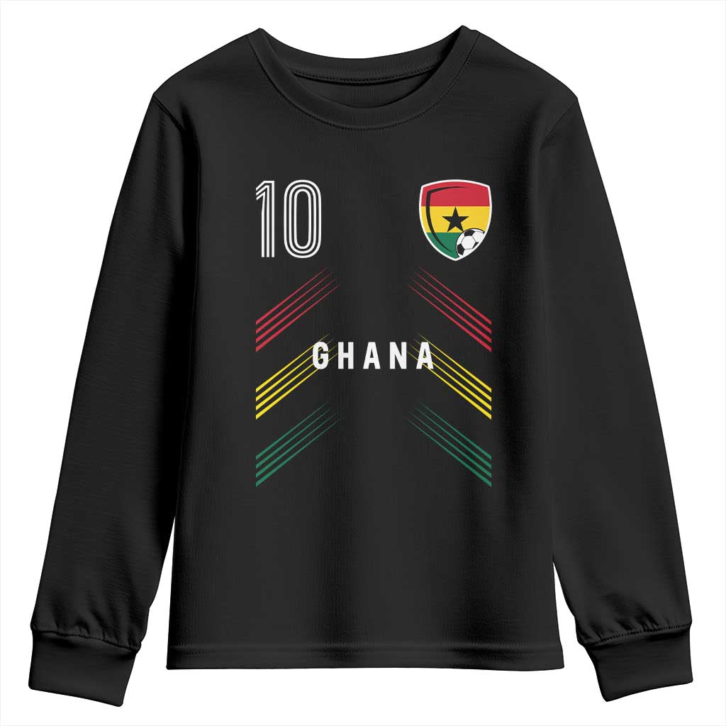 Ghana Soccer Sports Graphic Number 10 Jersey Style Youth Sweatshirt Proud Ghanaian Football Fans Game Day Pride TS02 Black Print Your Wear
