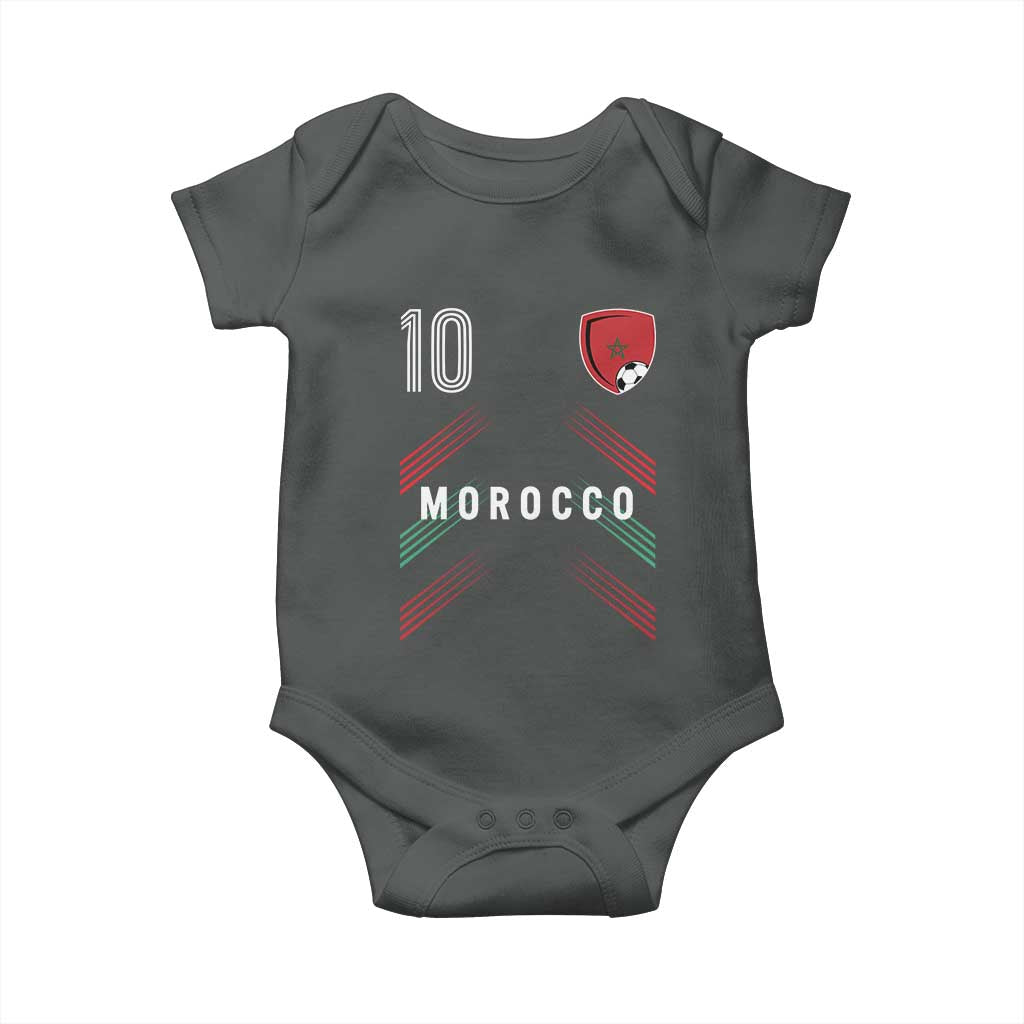 Morocco Soccer Sports Graphic Number 10 Jersey Style Baby Onesie Proud Moroccan Football Fans Game Day Maghreb Pride